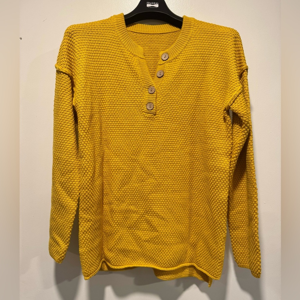 Amazon Women's Mustard Button-Accent Sweater